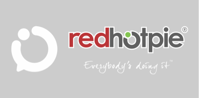 6 white Q with RedHotPie and white slogan with keyline on no background